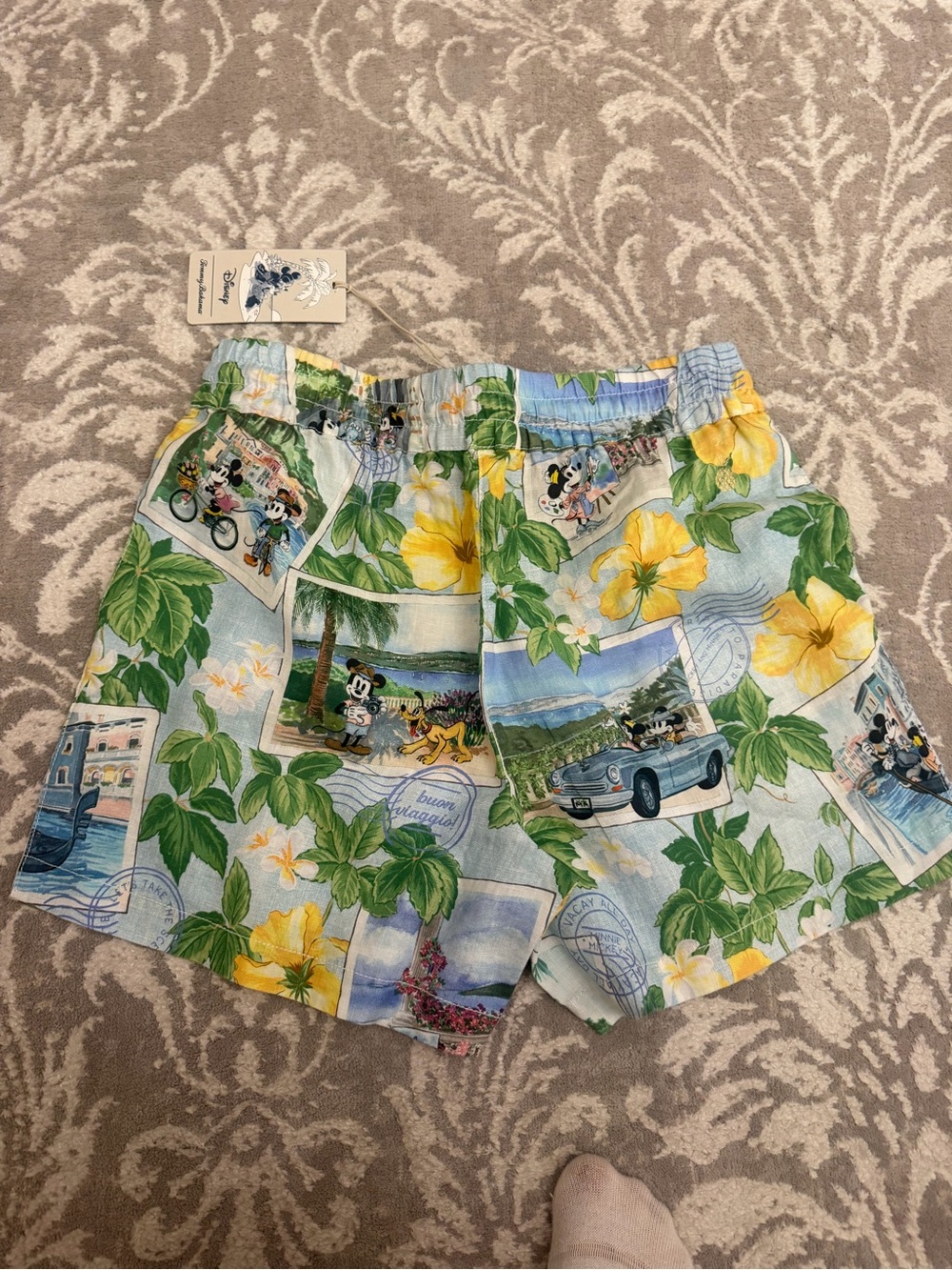 Tommy Bahama Light Blue Tropical Mickey & Hibiscus Print Shorts